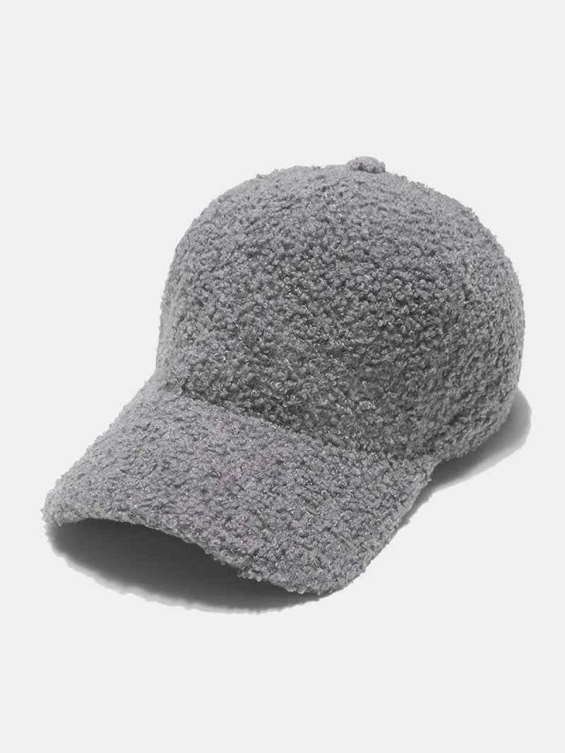 Sherpa Solid Color Baseball Cap Gray One Size for a perfect OOTD – dress to impress outfits from Amexza