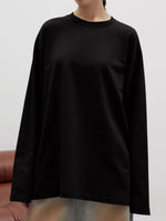 Round Neck Dropped Shoulder Long Sleeve T-Shirt - Amexza