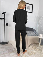 Shiny Round Neck Top and Drawstring Pants Lounge Set for a perfect OOTD – dress to impress outfits from Amexza