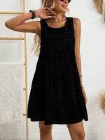 Plaid Round Neck Sleeveless Mini Dress for a perfect OOTD – dress to impress outfits from Amexza
