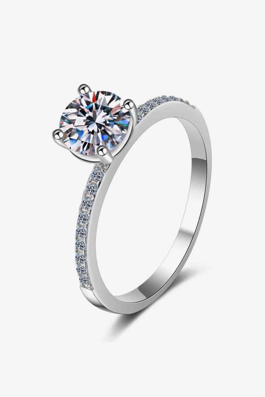 1 Carat Moissanite Rhodium-Plated Side Stone Ring Silver for a perfect OOTD – dress to impress outfits from Amexza