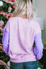 Sequin Round Neck Long Sleeve Sweatshirt for a perfect OOTD – dress to impress outfits from Amexza
