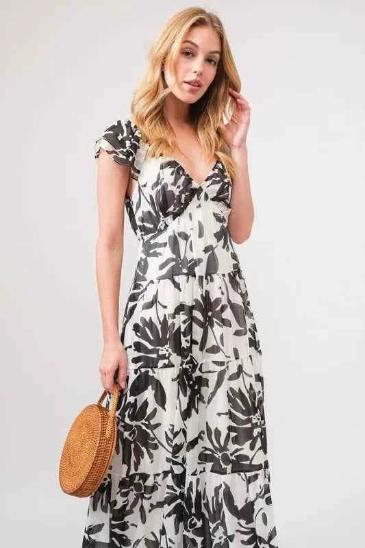 And The Why Ruffled Sleeve Tiered Floral Print Maxi Dress for a perfect OOTD – dress to impress outfits from Amexza