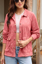 Snap Down Flap Pocket Long Sleeve Shacket - Amexza