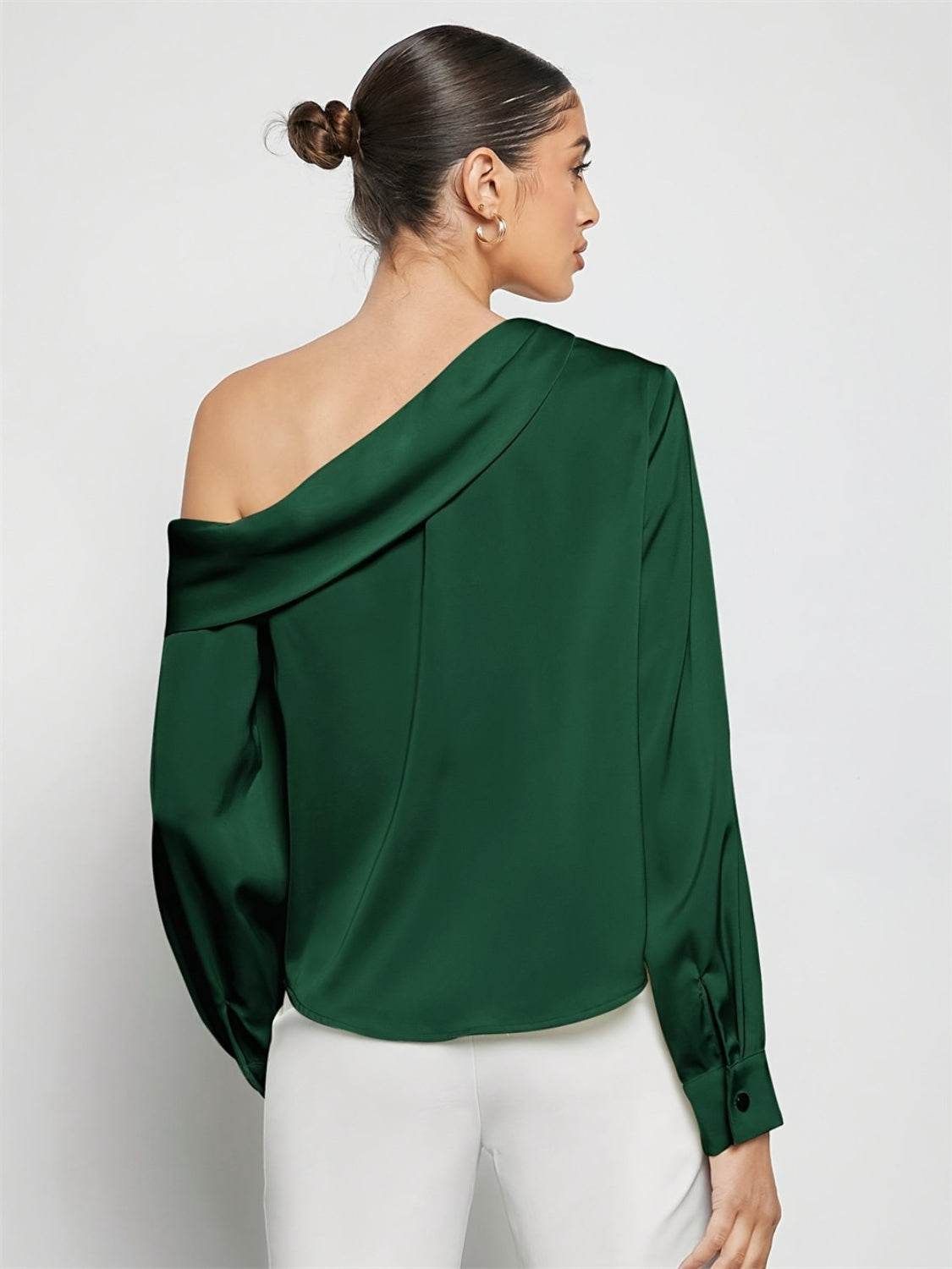 Ruched One Shoulder Long Sleeve Top for a perfect OOTD – dress to impress outfits from Amexza