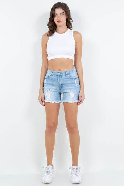 American Bazi High Waist Distressed Frayed Denim Shorts for a perfect OOTD – dress to impress outfits from Amexza