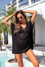Angel Wings Slit V-Neck Short Sleeve Cover Up for a perfect OOTD – dress to impress outfits from Amexza