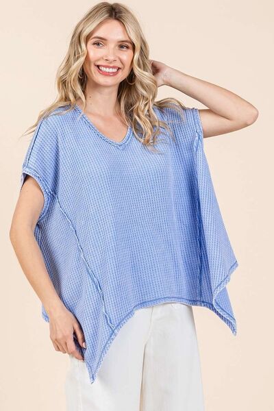 Mittoshop Mineral Wash Waffle Knit Pointed Hem Oversized Top for a perfect OOTD – dress to impress outfits from Amexza