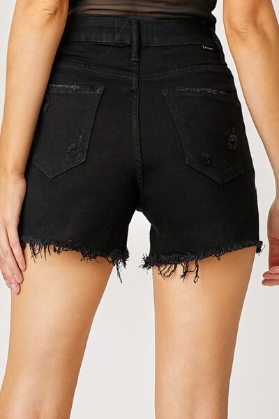 RISEN Frayed Hem Denim Shorts with Fringe Detail Pockets for a perfect OOTD – dress to impress outfits from Amexza