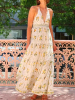 Printed Halter Neck Maxi Cami Dress