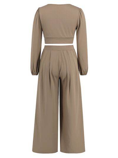 Surplice Top and Wide Leg Pants Set for a perfect OOTD – dress to impress outfits from Amexza