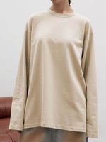 Round Neck Dropped Shoulder Long Sleeve T-Shirt - Amexza