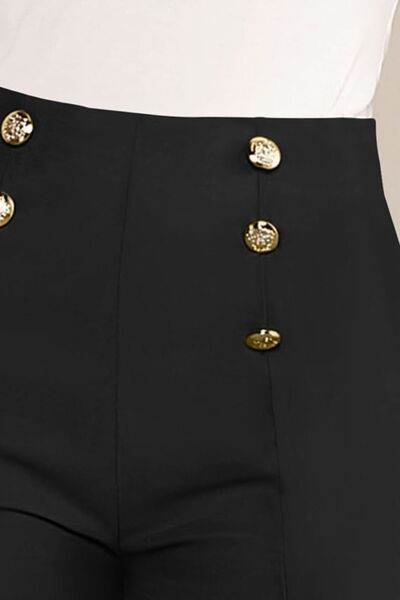 FAM-FAM Decorative Button High Waist Shorts for a perfect OOTD – dress to impress outfits from Amexza