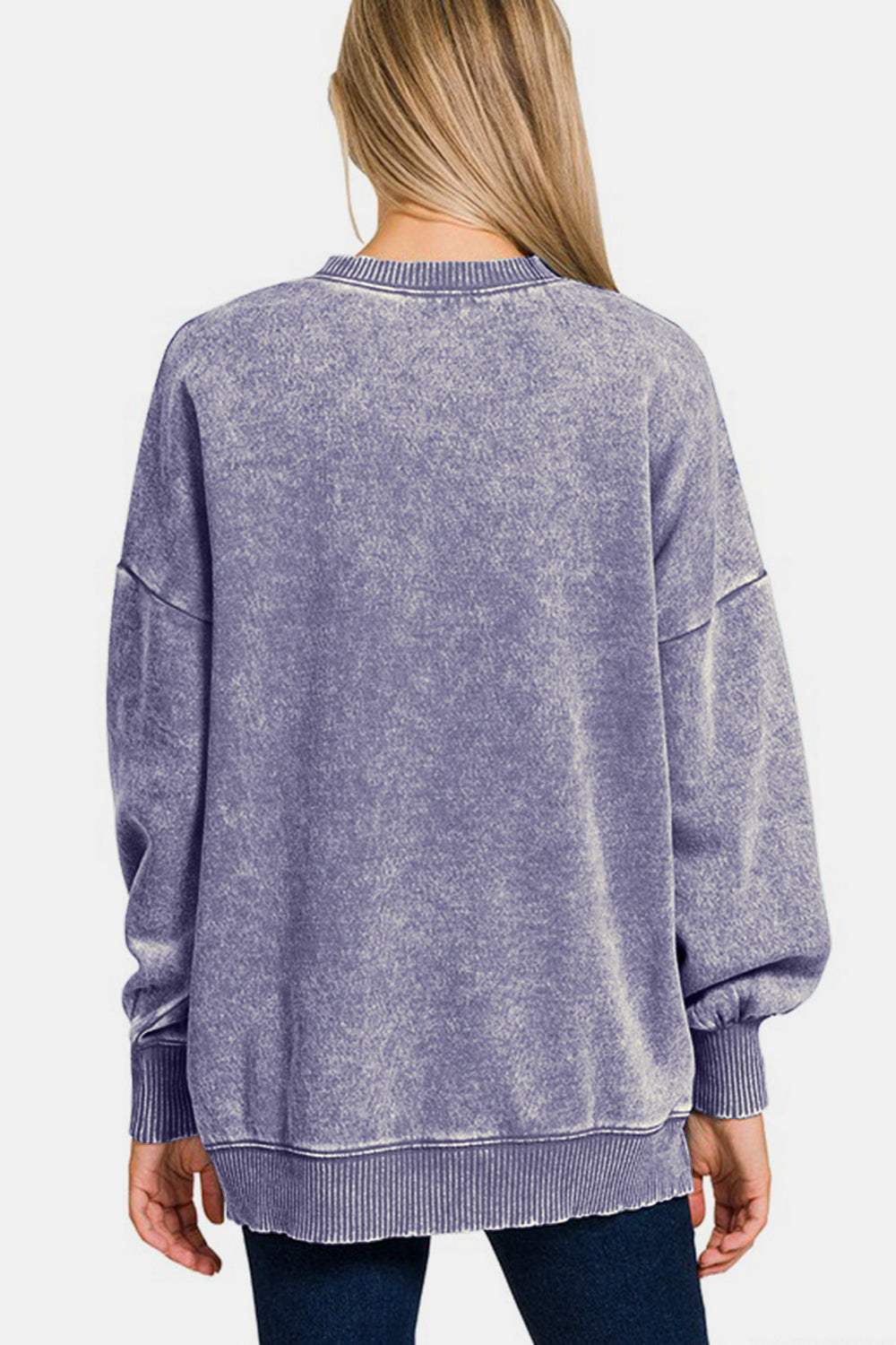 Zenana High-Low Acid Wash Fleece Sweatshirt for a perfect OOTD – dress to impress outfits from Amexza