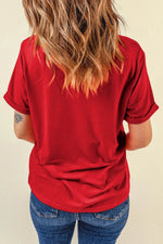 Santa Round Neck Short Sleeve T-Shirt - Amexza