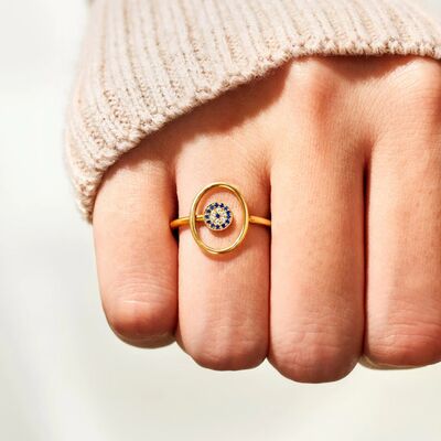 925 Sterling Silver Evil Eye Ring Gold for a perfect OOTD – dress to impress outfits from Amexza