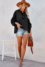 Exposed Seam Long Sleeve Hoodie for a perfect OOTD – dress to impress outfits from Amexza