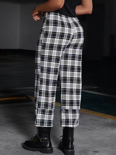 Full Size Plaid High Waist Pants for a perfect OOTD – dress to impress outfits from Amexza