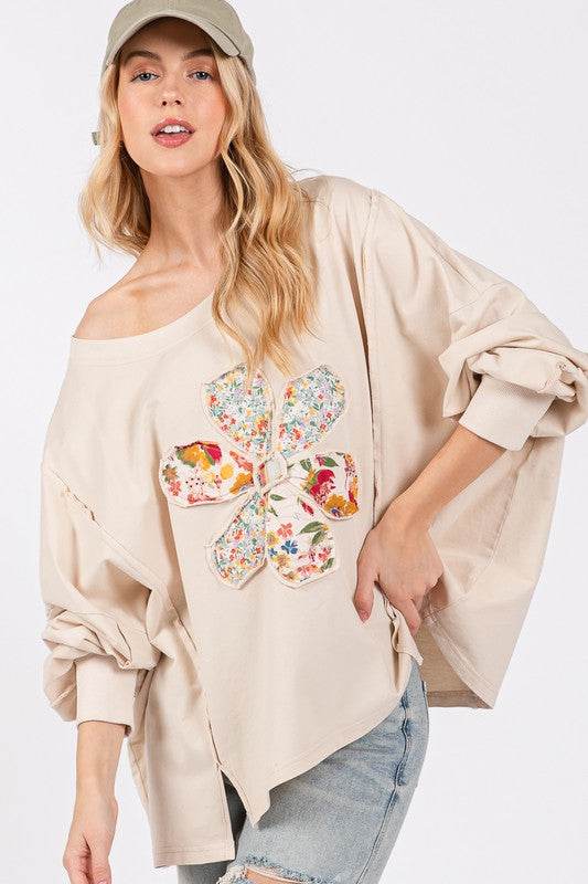 SAGE + FIG Flower Patch Dropped Shoulder Oversize Top for a perfect OOTD – dress to impress outfits from Amexza