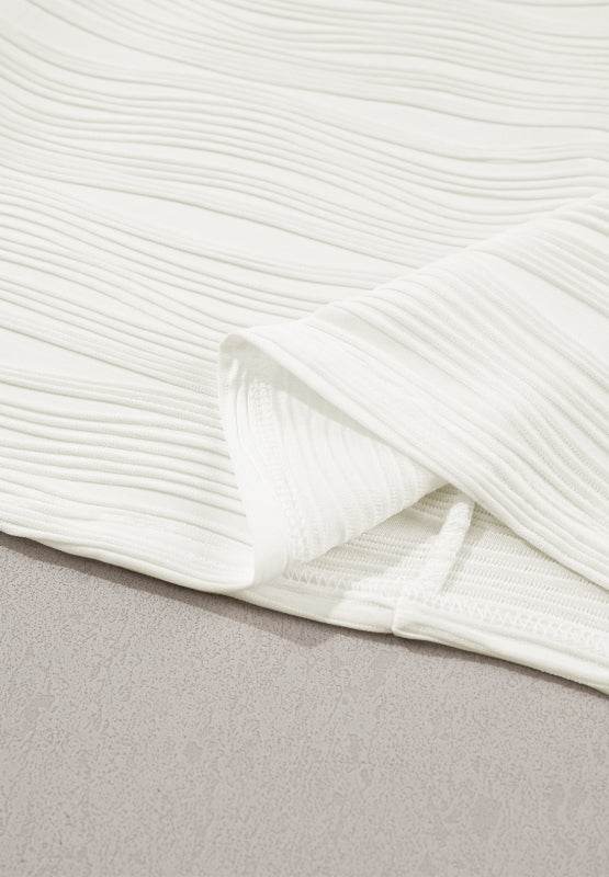 Texture Round Neck Long Sleeve Sweatshirt for a perfect OOTD – dress to impress outfits from Amexza