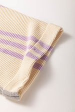 Contrast Striped Round Neck Three-Quarter Sleeve Top - Amexza