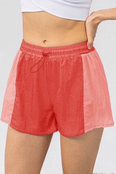 Color Block Drawstring Active Shorts Coral for a perfect OOTD – dress to impress outfits from Amexza