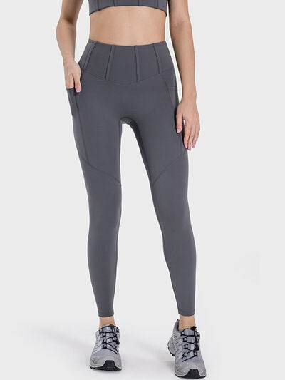 Millennia Pocketed High Waist Active Leggings - Amexza