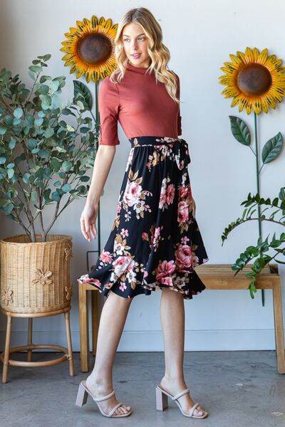 Reborn J Floral Wrap Ruffle Hem Skirt for a perfect OOTD – dress to impress outfits from Amexza