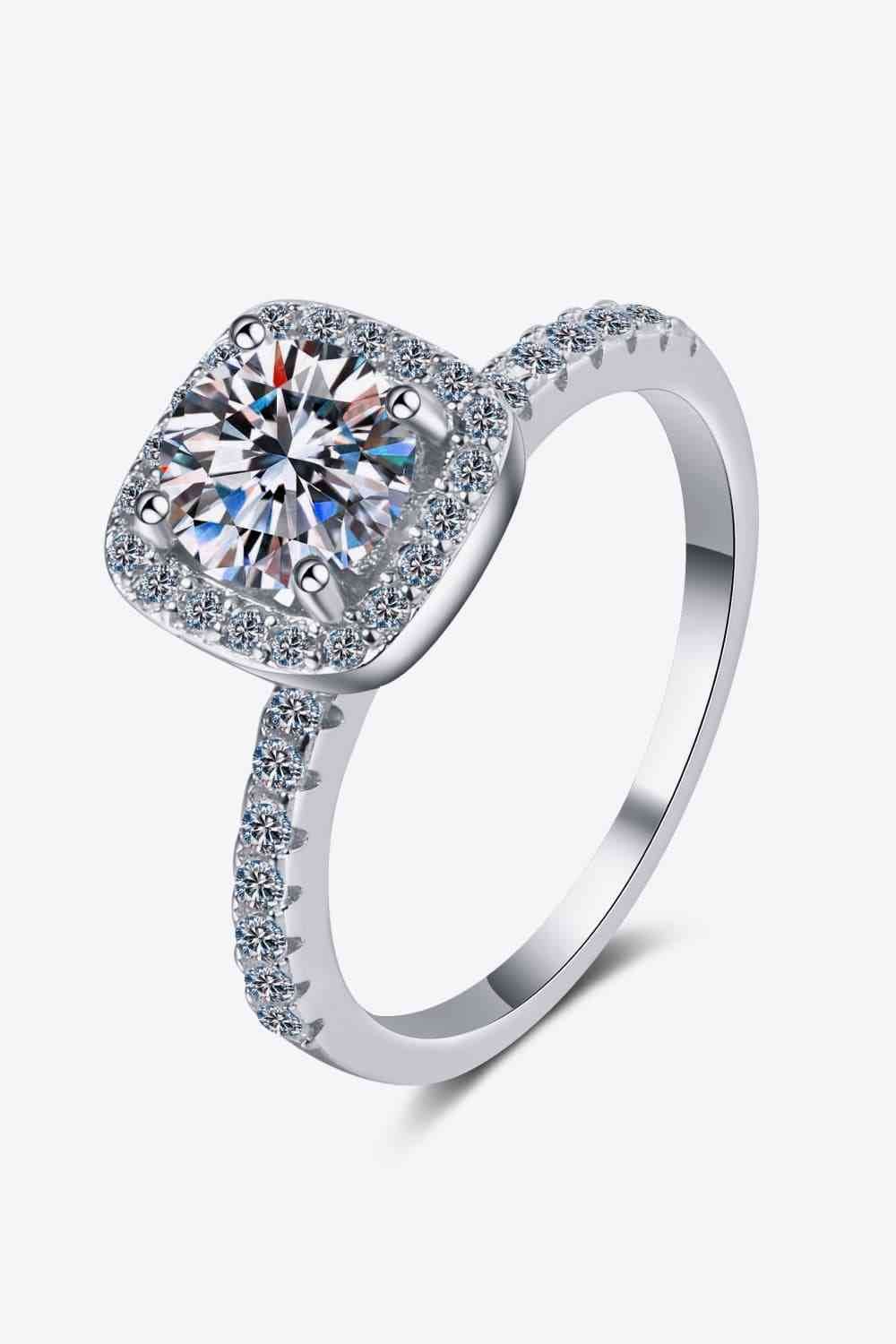 2 Carat Moissanite Square Halo Ring Silver for a perfect OOTD – dress to impress outfits from Amexza