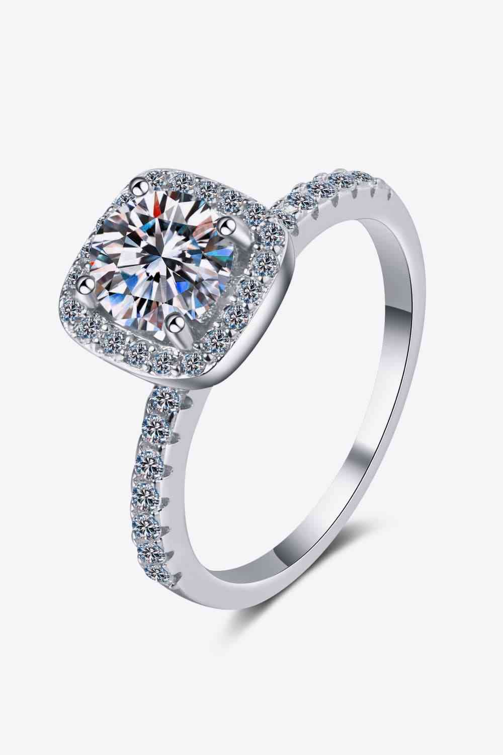 2 Carat Moissanite Square Halo Ring Silver for a perfect OOTD – dress to impress outfits from Amexza