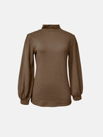 Full Size Mock Neck Long Sleeve T-Shirt - Amexza