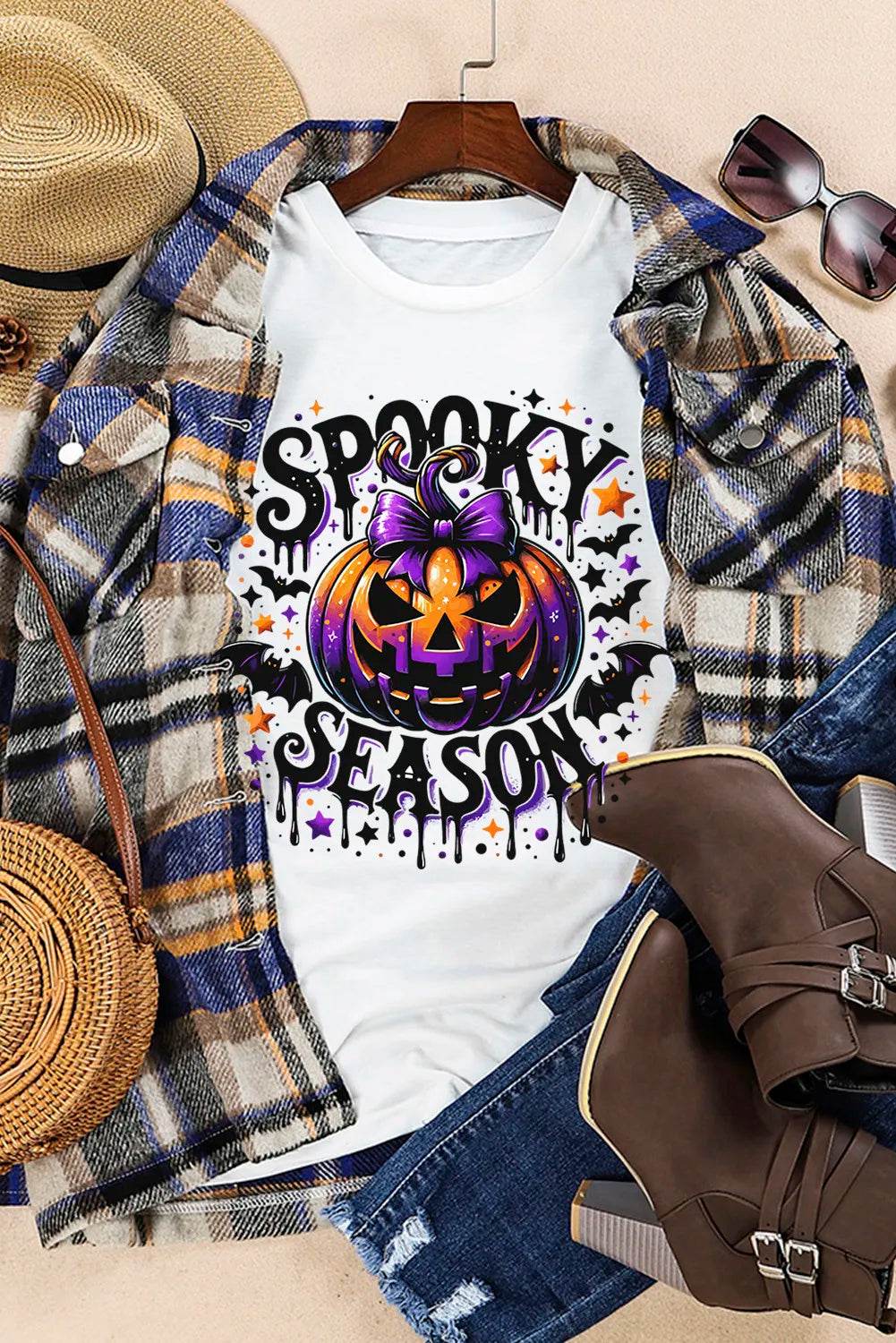 Full Size Jack-O'-Lantern Graphic Round Neck Short Sleeve T-Shirt for a perfect OOTD – dress to impress outfits from Amexza