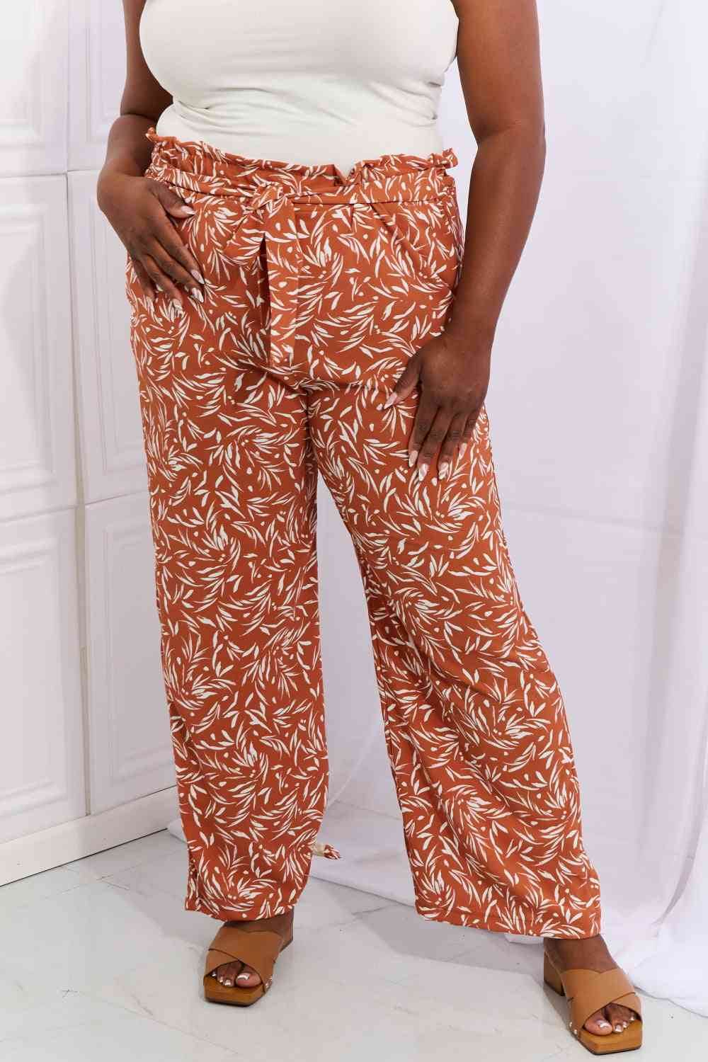 Heimish Right Angle Full Size Geometric Printed Pants in Red Orange for a perfect OOTD – dress to impress outfits from Amexza