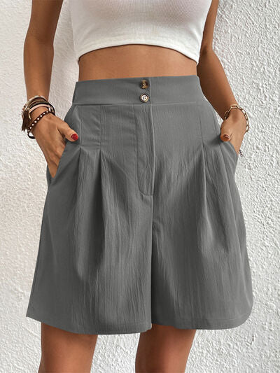 High Waist Shorts with Pockets Gray for a perfect OOTD – dress to impress outfits from Amexza