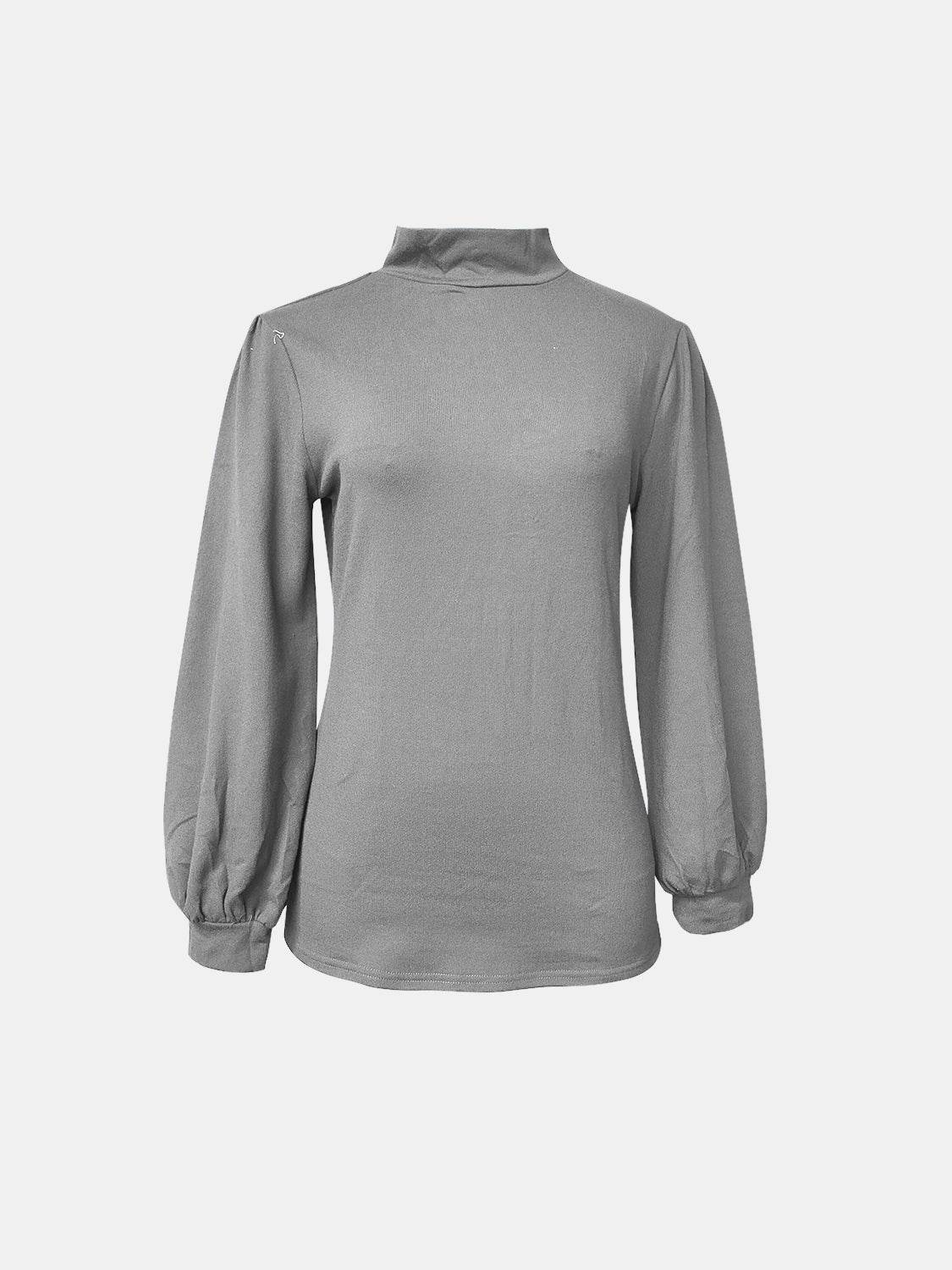 Full Size Mock Neck Long Sleeve T-Shirt for a perfect OOTD – dress to impress outfits from Amexza