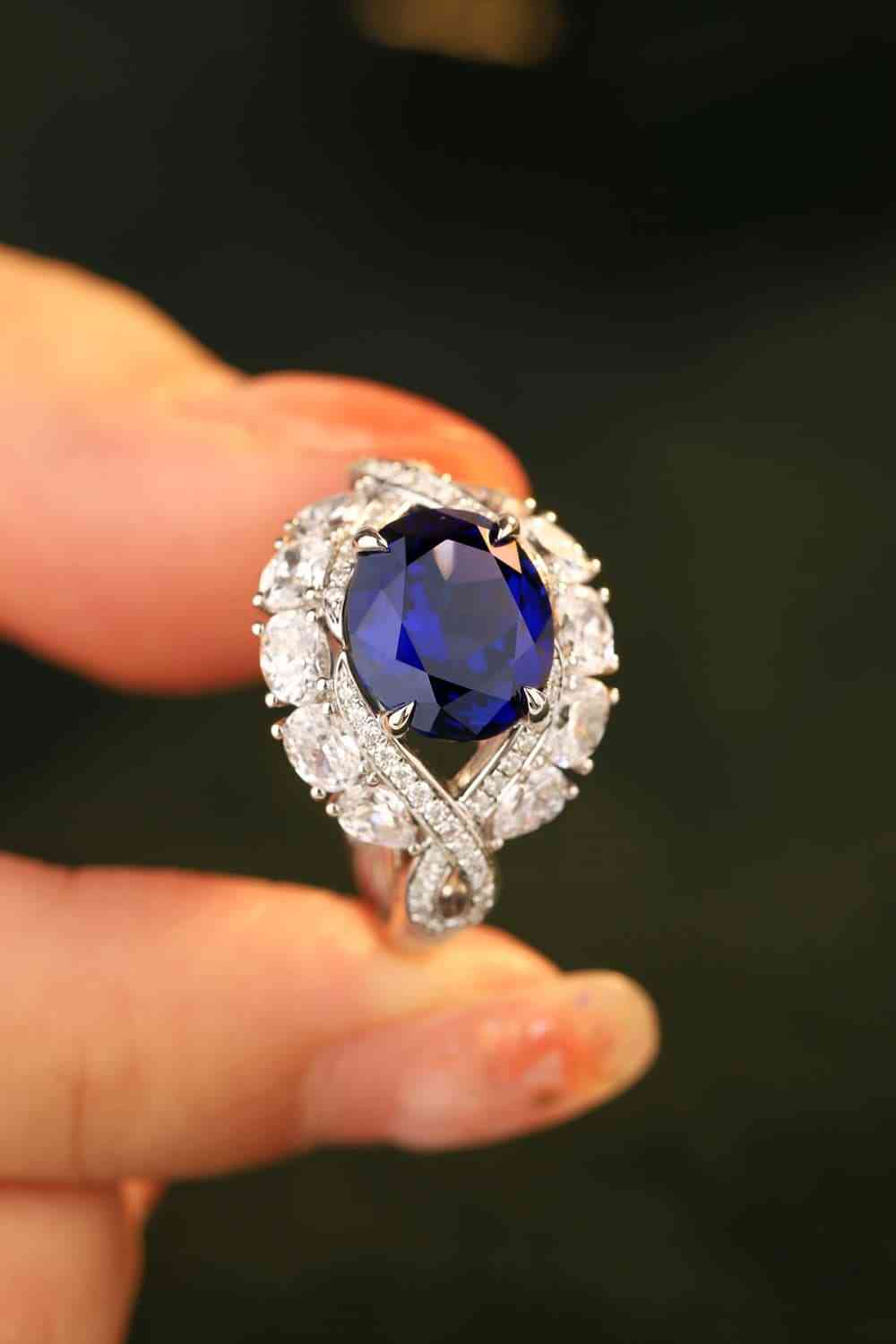 5 Carat Lab-Grown Sapphire Platinum-Plated Ring for a perfect OOTD – dress to impress outfits from Amexza