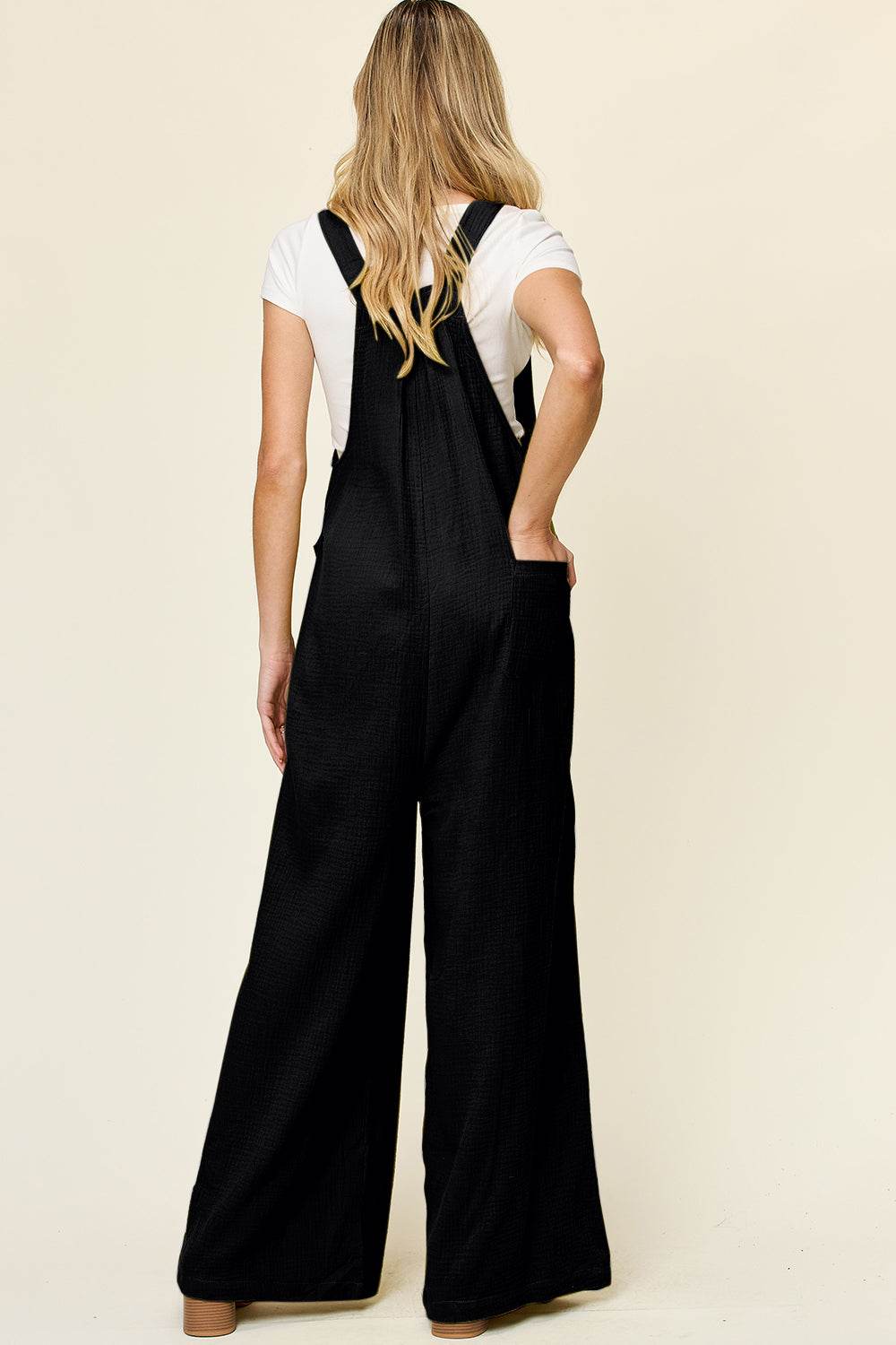 Double Take Full Size Texture Wide Strap Wide Leg Overall for a perfect OOTD – dress to impress outfits from Amexza