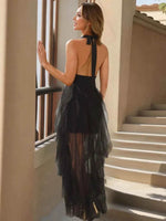 Halter Neck Irregular Mesh Dress for a perfect OOTD – dress to impress outfits from Amexza