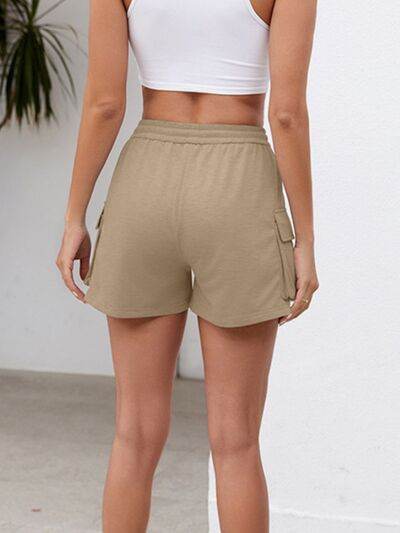 Drawstring Elastic Waist Shorts with Pockets - Amexza