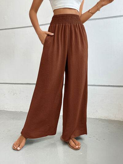 Perfee Wide Leg Pants with Pockets Dark Brown for a perfect OOTD – dress to impress outfits from Amexza