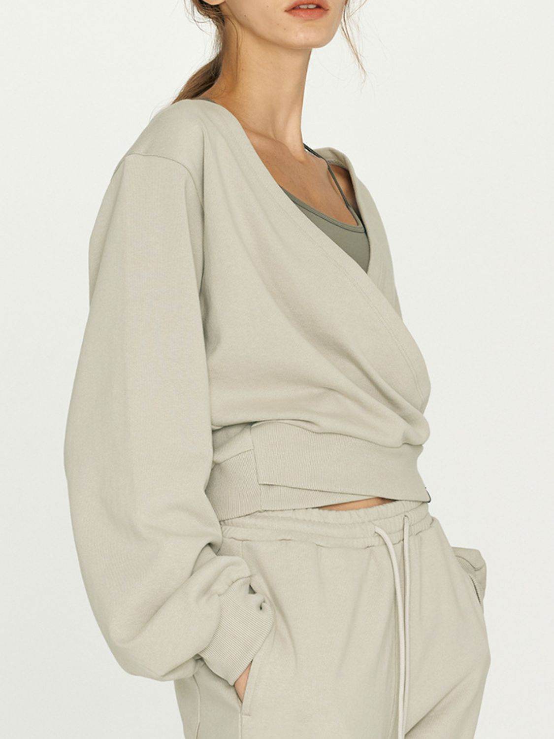 Surplice Long Sleeve Sweatshirt - Amexza