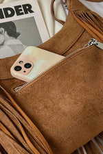 Suede Fringe Adjustable Strap Shoulder Bag for a perfect OOTD – dress to impress outfits from Amexza