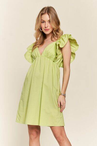 ADORA Smocked Back Ruffled Cap Sleeve Babydoll Dress for a perfect OOTD – dress to impress outfits from Amexza