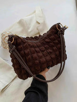 Quilted Bubble Textured Shoulder Bag Chocolate One Size for a perfect OOTD – dress to impress outfits from Amexza