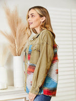 Dropped Shoulder Long Sleeve Printed Denim Jacket for a perfect OOTD – dress to impress outfits from Amexza