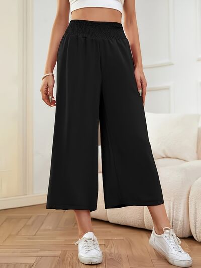 Elastic Waist Wide Leg Pants Black for a perfect OOTD – dress to impress outfits from Amexza