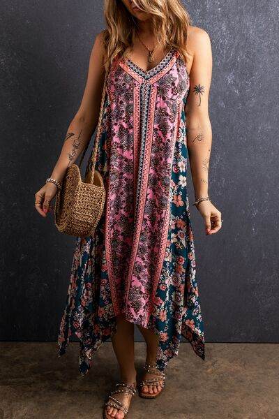 Printed V-Neck Midi Cami Dress Multicolor for a perfect OOTD – dress to impress outfits from Amexza
