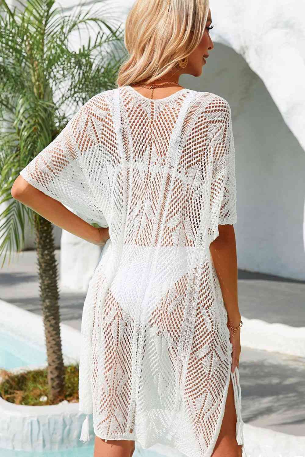 Angel Wings Side Slit Tassel Openwork Cover-Up Dress for a perfect OOTD – dress to impress outfits from Amexza