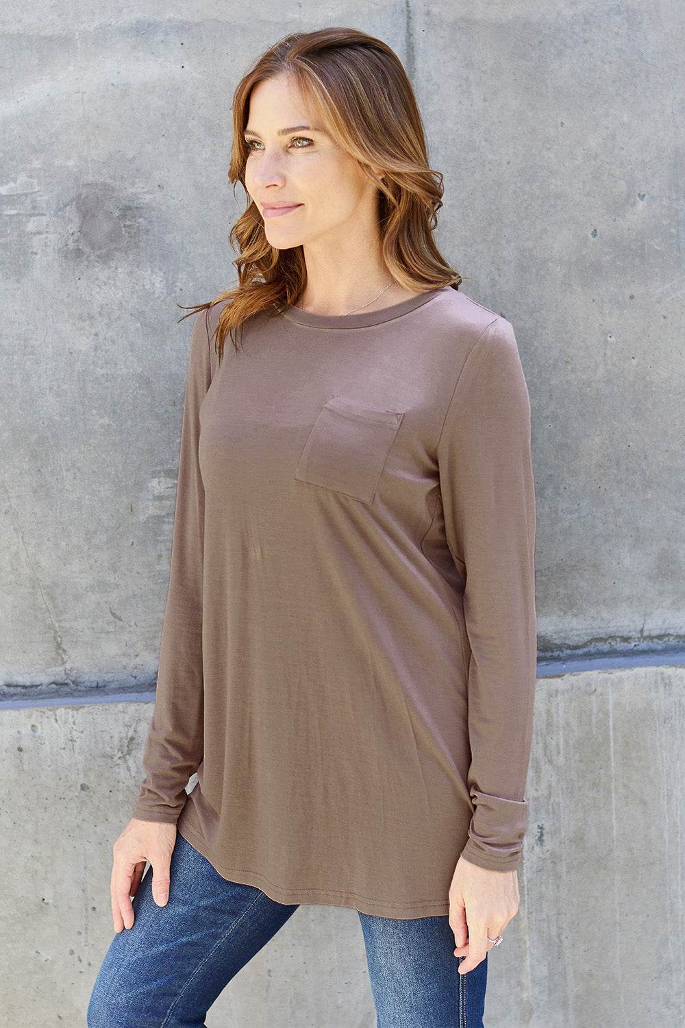 Basic Bae Full Size Round Neck Long Sleeve Top - Amexza