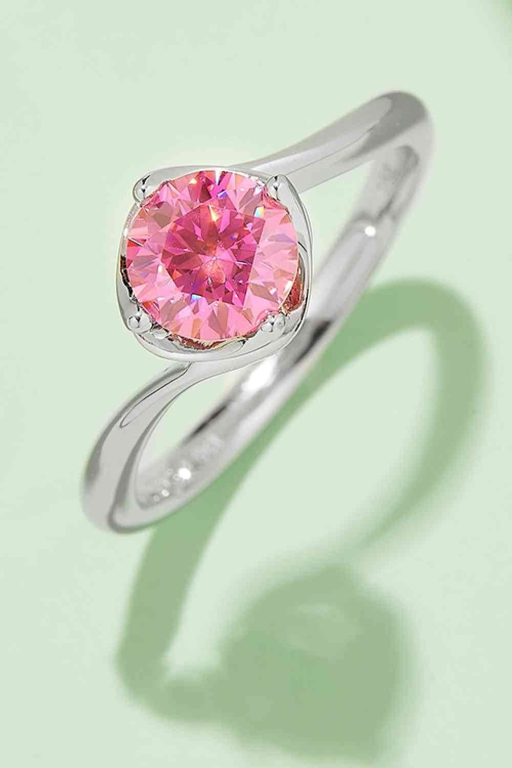 1 Carat Moissanite 925 Sterling Silver Solitaire Ring Hot Pink for a perfect OOTD – dress to impress outfits from Amexza